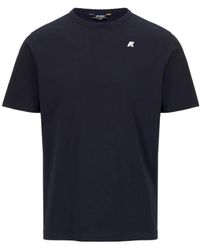 K-Way - Tops ,Blauw ,Katoen T-Shirt Met Korte Mouwen - Lyst