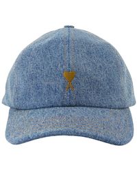 Ami Paris - Accessoires ,Blauw ,Katoen Ami De Coeur Embroidery Cap - Lyst