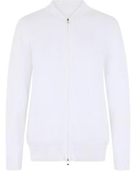 Fedeli - Truien & Vesten ,Wit ,Katoen Cardigan Met Rits - Lyst
