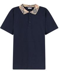 Burberry - Polo Shirt Van Katoenpiqué Met Ruitkraag - Lyst