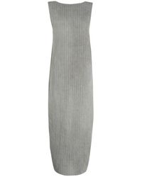 Cortana - Lupe, Himmelblaues Gestreiftes Leinenkleid - Lyst