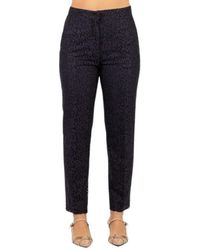 Max Mara - Broeken ,Blauw ,Leer Slim-Fit Broeken - Lyst