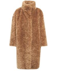 Herno - Jassen ,Bruin ,Leer Single-Breasted Jas Met Shearling-Textuur - Lyst