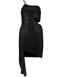 ANDREA ADAMO - Kleedjes ,Zwart ,Polyester Asymmetrische Zoom Versierde Mini Jurk - Lyst