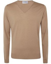 John Smedley - Nutmeg pullover v-ausschnitt langarm - Lyst