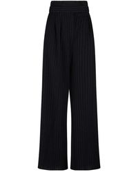 Max Mara - Marineblauwe Nadelstreep Wijde Pijpen Broek - Lyst