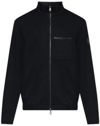 Moncler - Hoodies & Sweatvesten ,Zwart ,Katoen Sweatshirt Met Logopatch - Lyst