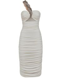 Amen - Kristal-Versierde Midi-Jurk Met Plooi - Lyst