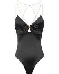 Elisabetta Franchi - Schwarzes Top Mit Tüllträgern - Lyst