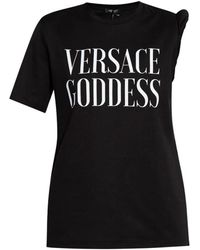 Versace - Camiseta con detalles de hombros enrollados - Lyst