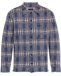 AllSaints - Overhemden ,Blauw ,Katoen Solmar Gebreid Geruit Vest - Lyst