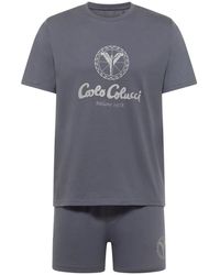 carlo colucci - Nachtkleding ,Grijs ,Katoen Shorty Pyjama Set - Lyst