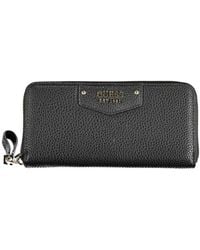 Guess - Zwarte Zwarte Portemonnee Met Ritssluiting - Lyst