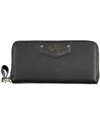 Guess - Zwarte Zwarte Portemonnee Met Ritssluiting - Lyst
