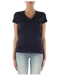 Armani Exchange - Camiseta de algodón con cuello en v y estampado de logo - Lyst