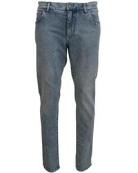 Dolce & Gabbana - Jeans in denim di cotone slim fit con lavaggio blu - Lyst