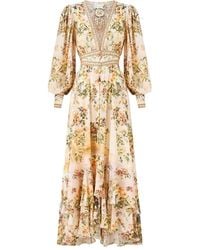 CAMILLA - Long Button Front Silk Dress - Lyst