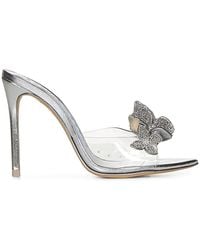 Sophia Webster - Silberne stiletto sandalen mit kristall-schmetterlingen - Lyst