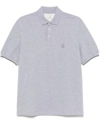 Brunello Cucinelli - Grijze Katoenen Polo Met Heraldisch Logo - Lyst