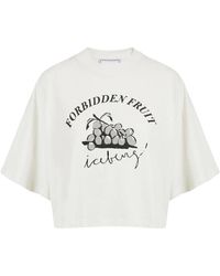 Iceberg - T-shirt cropped bianca a maniche corte con stampa forbidden fruit - Lyst