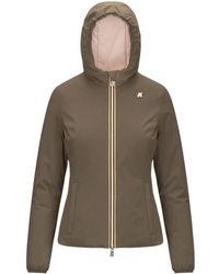 K-Way - Jassen ,Bruin ,Polyester Omkeerbare Lily Warm Jas Bruin Roze - Lyst