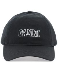 Ganni - Cappello baseball con logo ricamato - Lyst