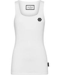 Philipp Plein - Tops ,Wit ,Katoen Tank Top Hexagon - Lyst