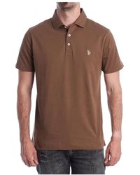 U.S. POLO ASSN. - Tops ,Bruin ,Katoen Sportieve Polo Shirt Met Geborduurd Logo - Lyst