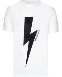 Neil Barrett - Tops ,Wit ,Katoen Gedrukt Logo Slim Fit T-Shirt - Lyst