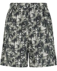 ARMANI EXCHANGE - Korte Broeken ,Groen ,Palm Print Loose Fit Broek - Lyst