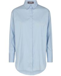 Mos Mosh - Overhemden ,Blauw ,Katoen Lichtblauwe Enola Blouse Met Grafische Sneden - Lyst