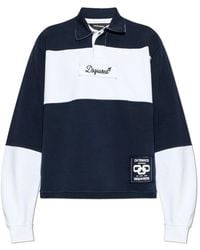 DSquared² - Tops ,Blauw ,Katoen Polo Shirt Met Geborduurd Logo - Lyst
