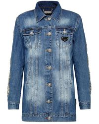 Philipp Plein - Jassen ,Blauw ,Denim Denim Jacket Crystal Cable - Lyst