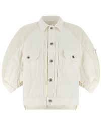 Sacai - Overhemden ,Wit ,Denim Denim Jassen - Lyst