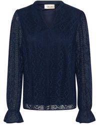 Cream - Overhemden ,Blauw ,Polyester Kanten Blouse Blazer - Lyst