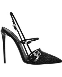 Philipp Plein - Schoenen ,Zwart ,Leer Multi-Strap High-Heel Slingbacks 12 Mix Strass - Lyst