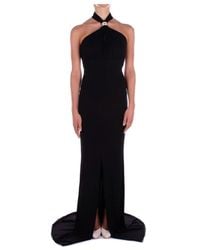 Elisabetta Franchi - Red carpet schwarzes kleid mit oberschenkelhoher schlitz - Lyst