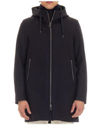 Herno - Blauwe Zip Parka Met Neopreen Voering - Lyst
