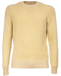 Gran Sasso - Truien & Vesten ,Geel ,Kasjmier Cashmere Ribgebreide Trui Met Ronde Hals - Lyst