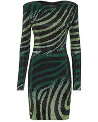 Philipp Plein - Kleedjes ,Groen ,Polyester Mini Dress Ls With Crystals - Lyst