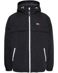 Tommy Hilfiger - Jassen ,Zwart ,Nylon Gewatteerde Windbreaker Chicago Stijl Zwart - Lyst