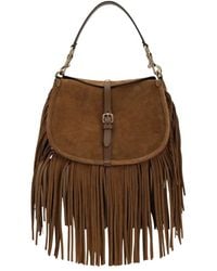 Etro - Medium Suede Pony Tas Met Franjes - Lyst