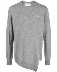 Comme des Garçons - Grijze Wollen Trui Met Asymmetrische Zoom - Lyst