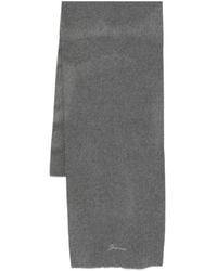 Jacquemus - Accessoires ,Grijs ,Wol Sjaal Met Geborduurd Logo - Lyst