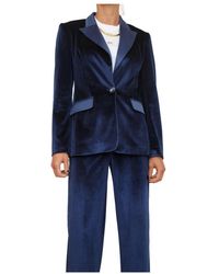 Fracomina - Jassen ,Blauw ,Polyester Blauwe Regular Jacket Polyester Elastaan - Lyst