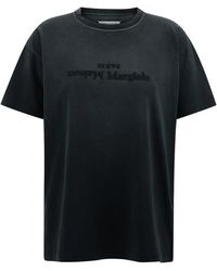 Maison Margiela - Camiseta desgastada con estampado de logo - Lyst