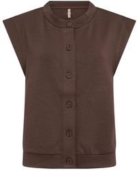 Soya Concept - Braunes Gilet Mit Knopfdetails - Lyst