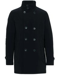 Herno - Jassen ,Zwart ,Blauwe Dubbel-Breasted Peacoat Aw 25 - Lyst