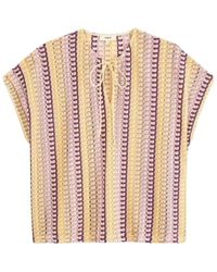 Suncoo - Overhemden ,Veelkleurig ,Gestreepte Gehaakte Top Latoya - Lyst