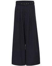 My Essential Wardrobe - Weite Hohe Taille Hose Dunkelblau - Lyst